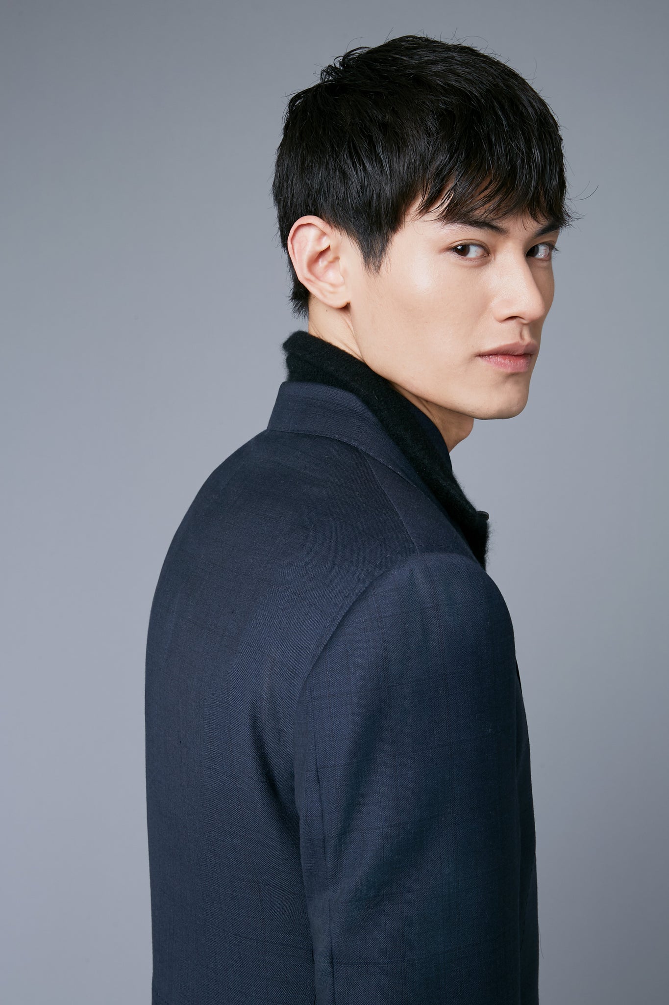 Mood View: Model Qiang Li wearing Notch Lapel Jacket