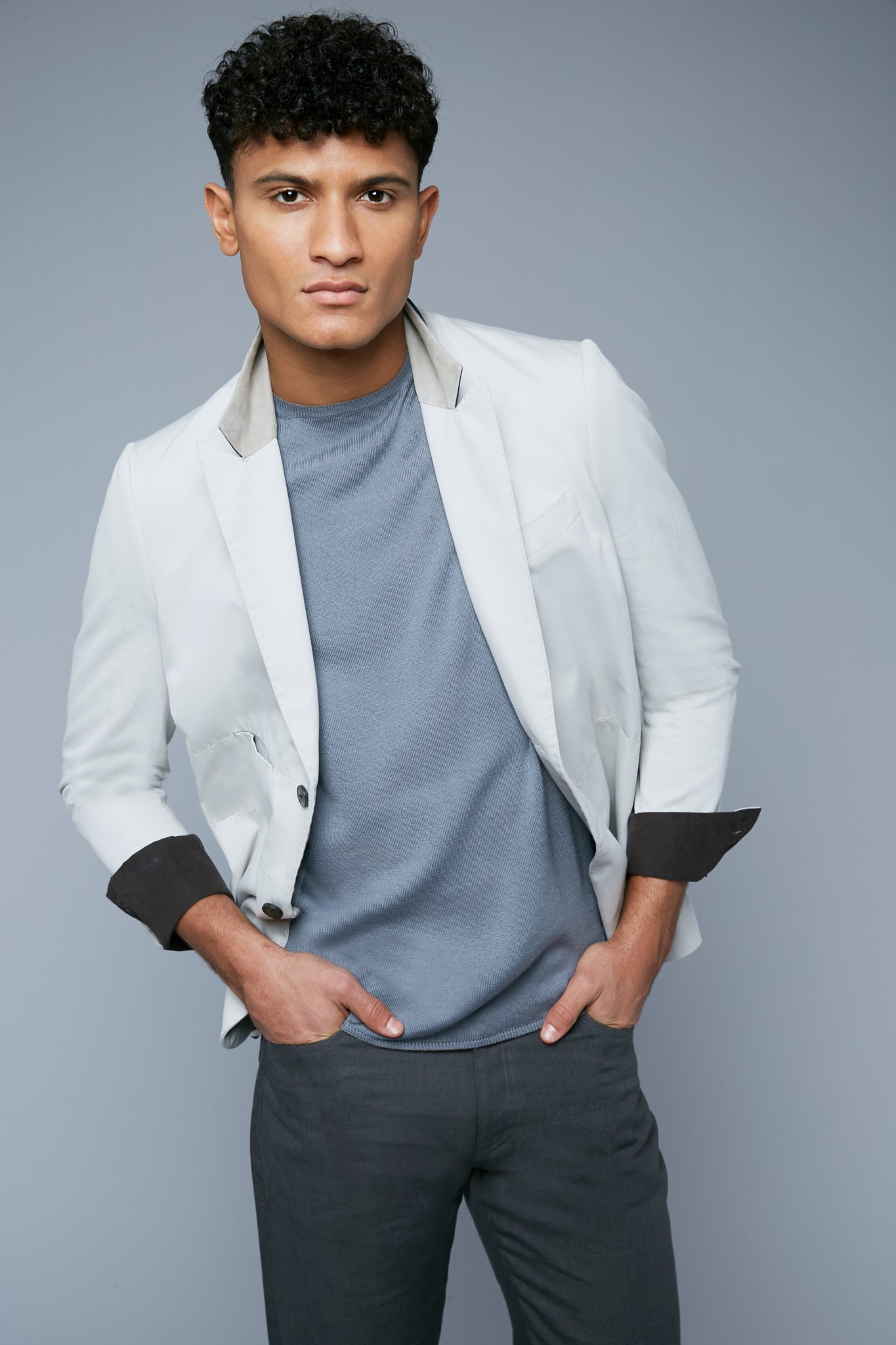 Mood View: Model Tre Boutilier wearing Peak Summer Jacket