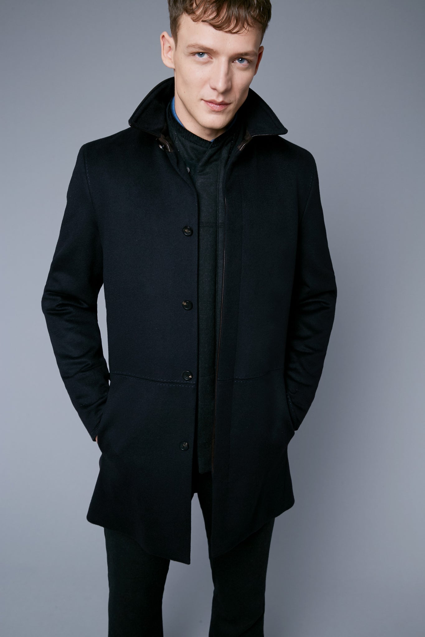 Layered Mood View: Model Milos Drago wearing Down Vest