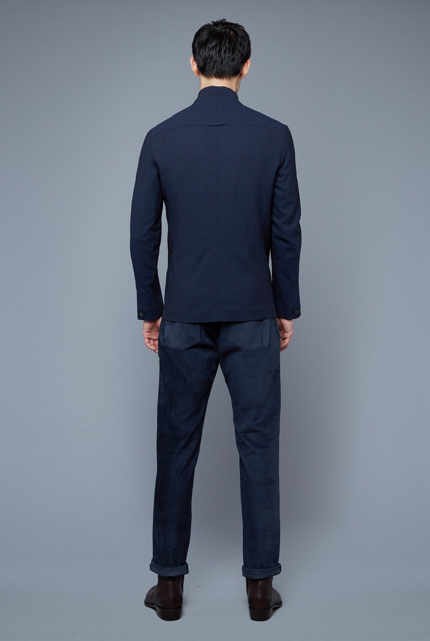 Back View: Model Qiang Li wearing Seasonless Bomber