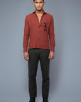 Front View: Model Tre Boutilier wearing Linen Greenwhich Shirt