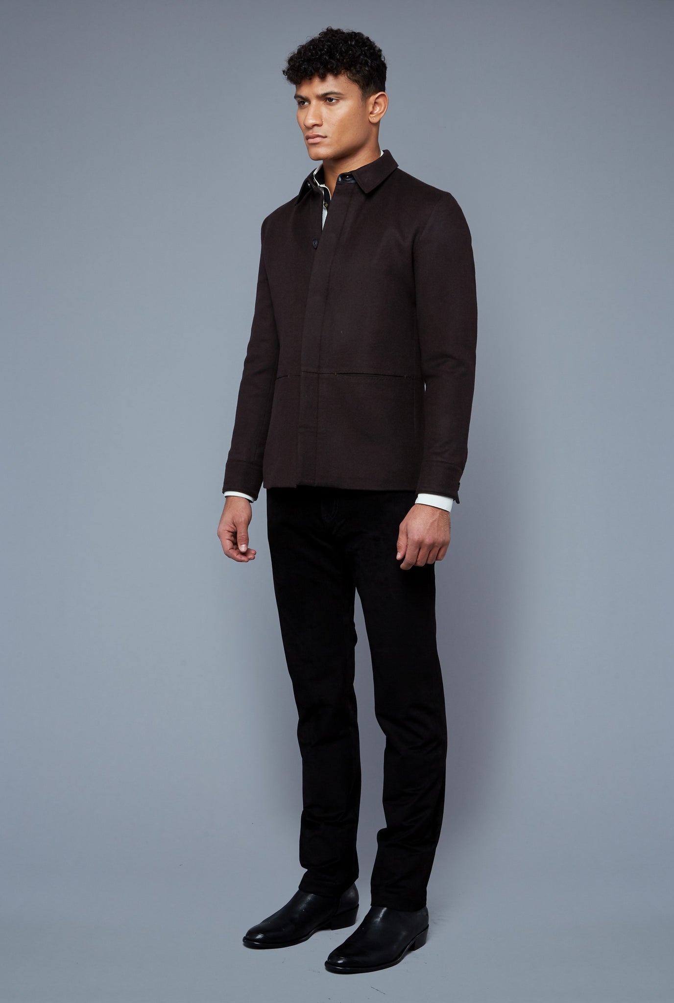 Three Quarter View: Model Tre Boutilier wearing Téchin Jacket