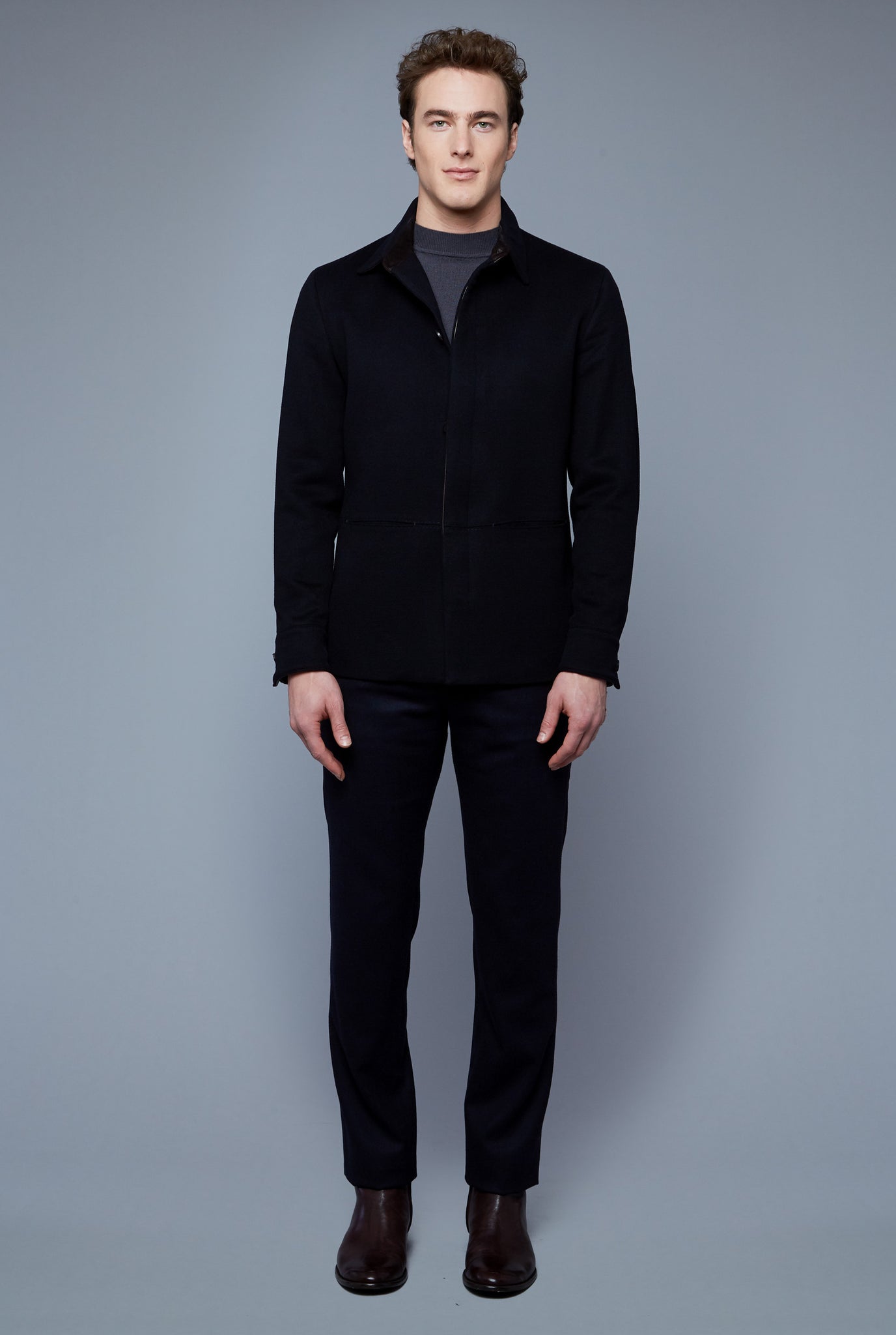 Front View: Model Hans Weiner wearing Téchin Jacket