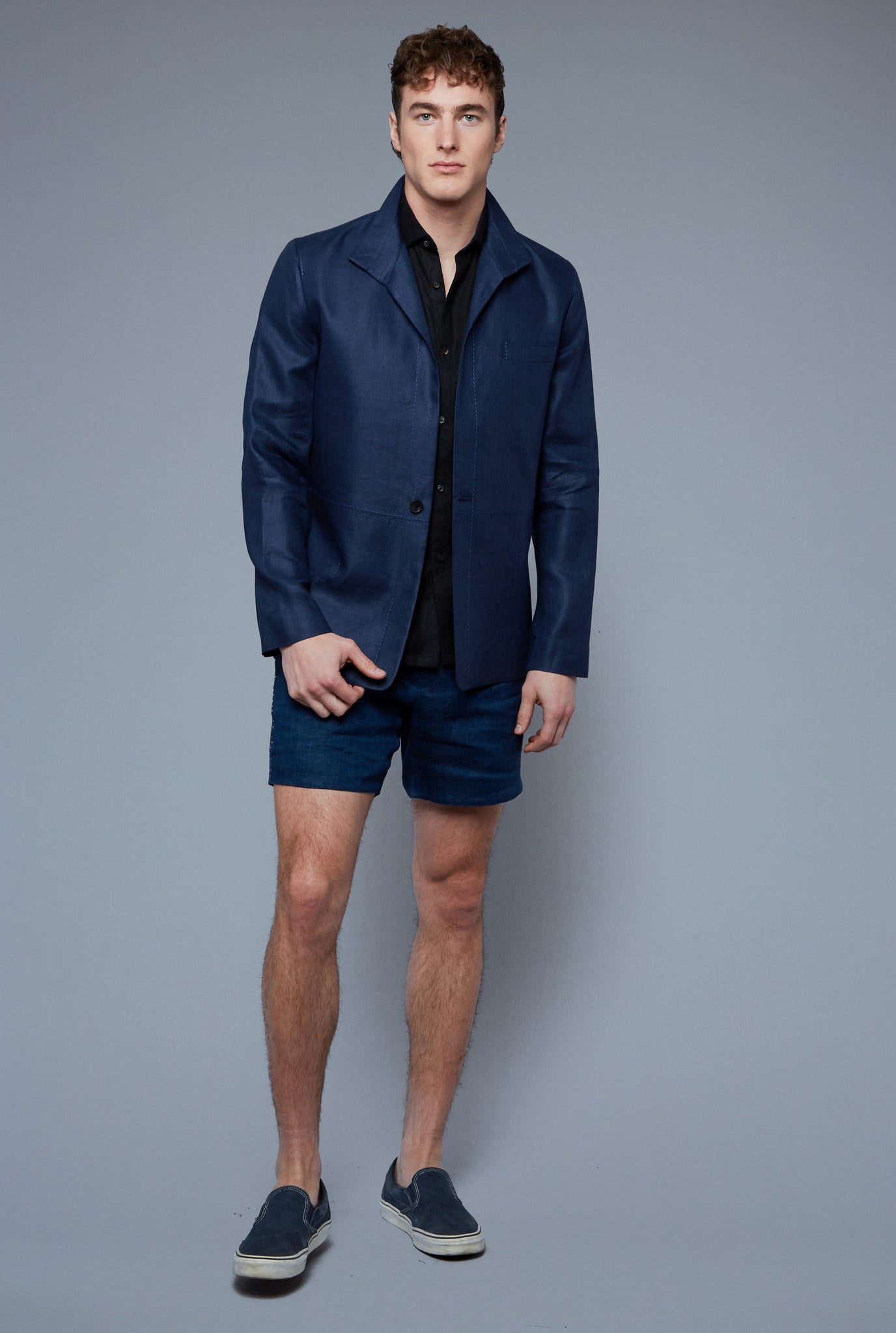 Front View: Model Hans Weiner wearing Architect's Jacket