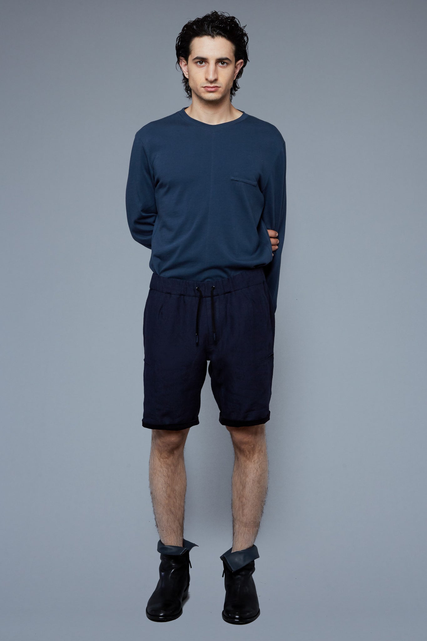 Front View: Model Asher wearing Lounge Shorts
