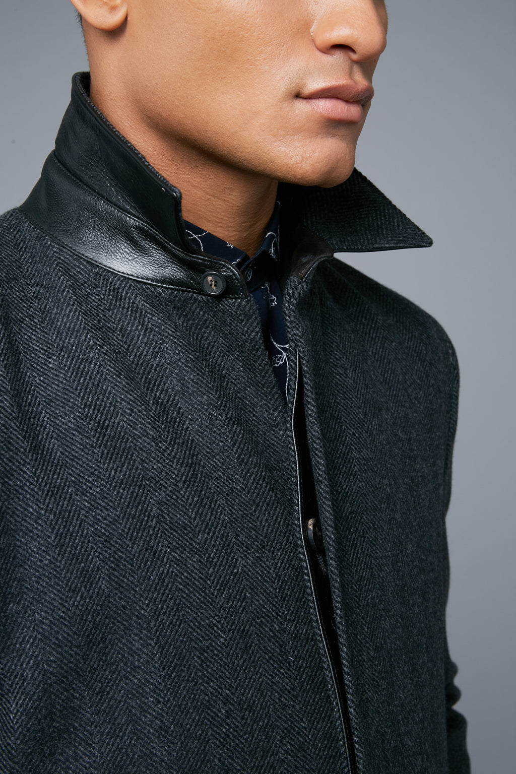 Detail View: Model Tre Boutilier wearing Téchin Coat