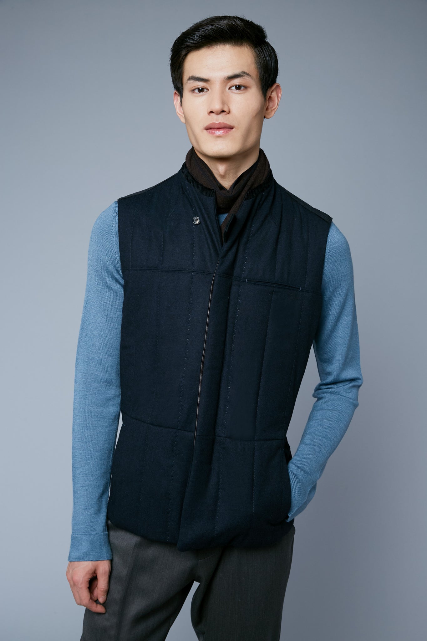 Mood View: Model Qiang Li wearing Down Vest