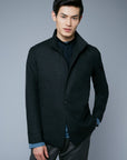 Front View: Model Qiang Li wearing Woven Hoodie