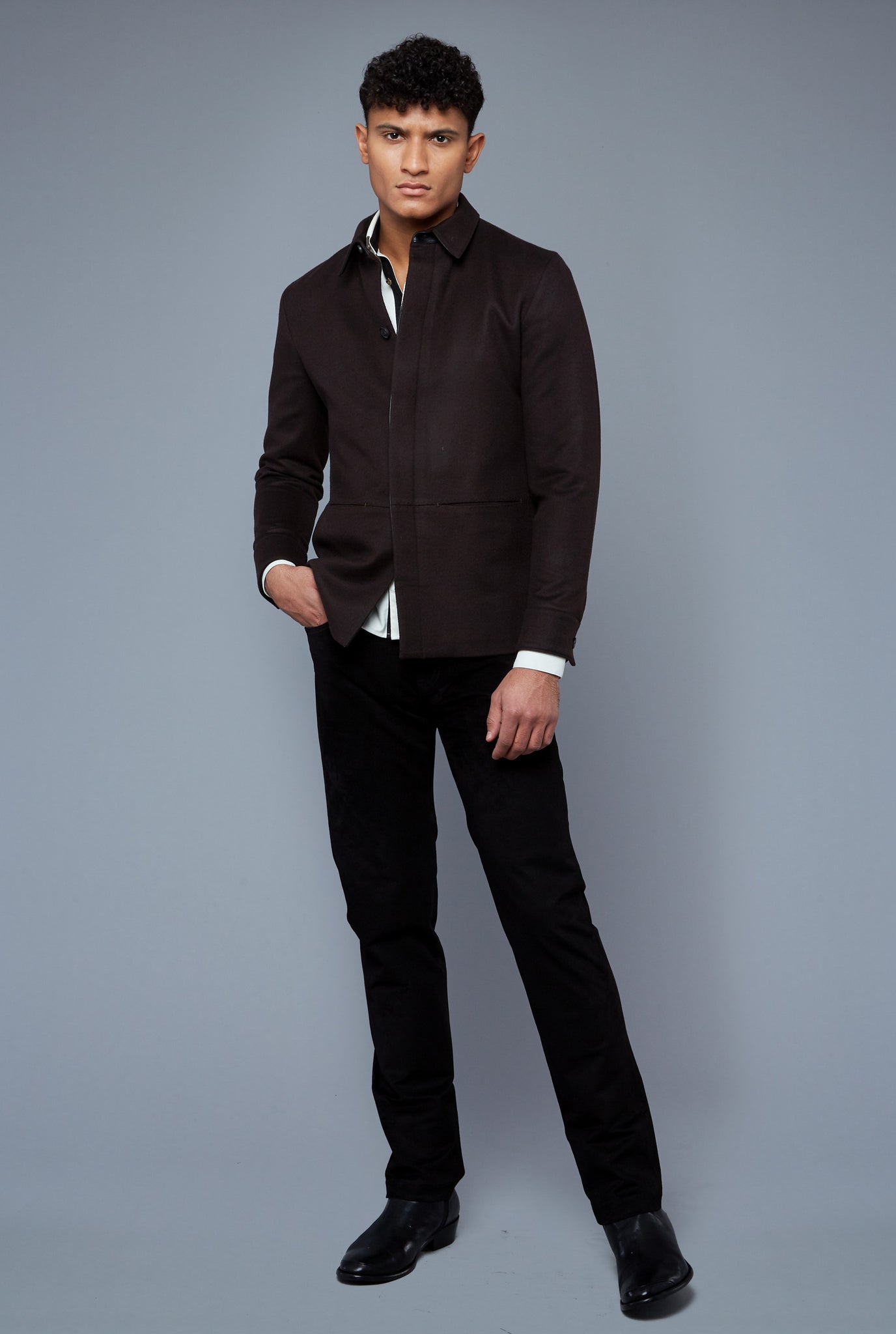 Front View: Model Tre Boutilier wearing Téchin Jacket