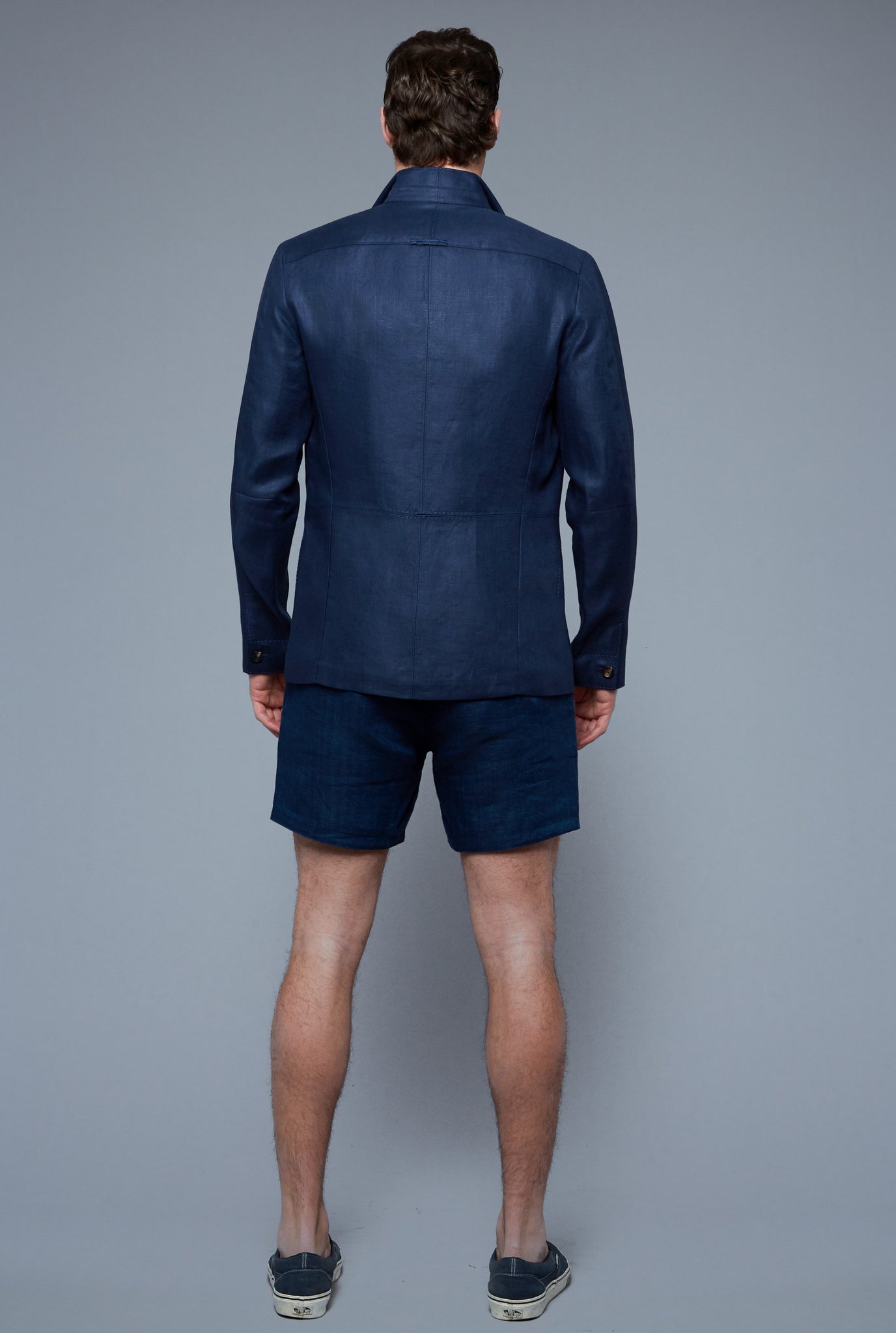 Back View: Model Hans Weiner wearing Architect's Jacket