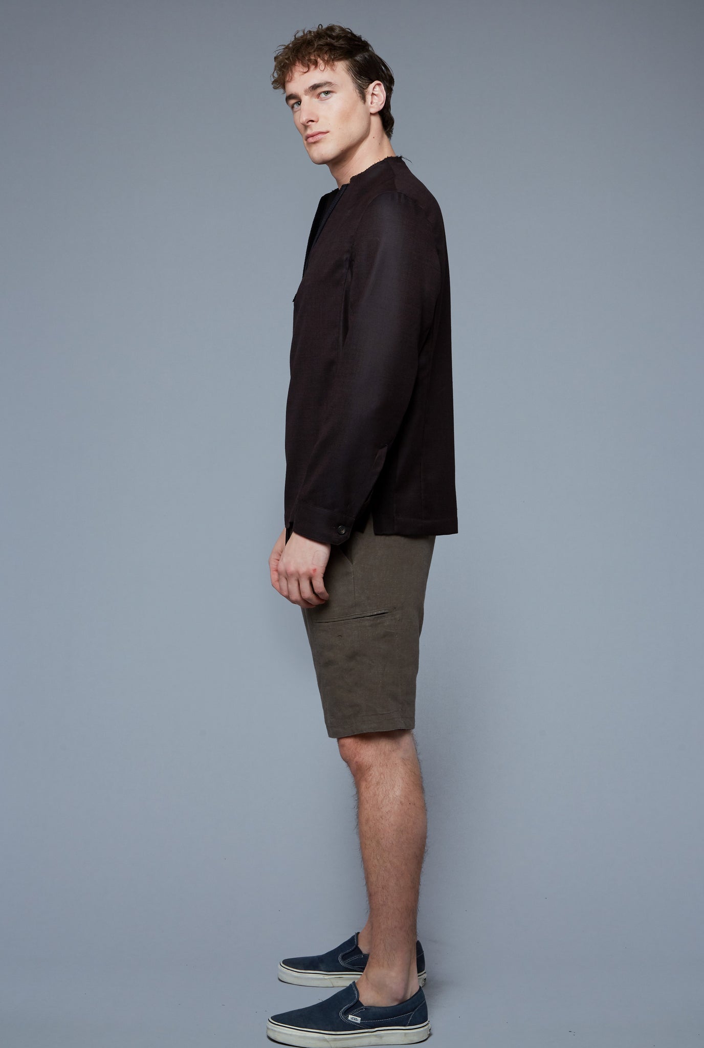 Side View: Model Hans Weiner wearing Royal Pullover