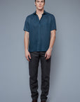 Front View: Model Hans Weiner wearing Aloe Linen Shirt